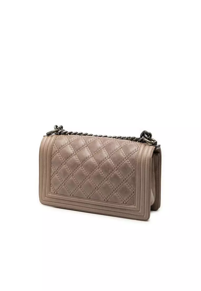 Pre-Loved Chanel Old Medium Aged Calfskin Double Stitch Boy Flap