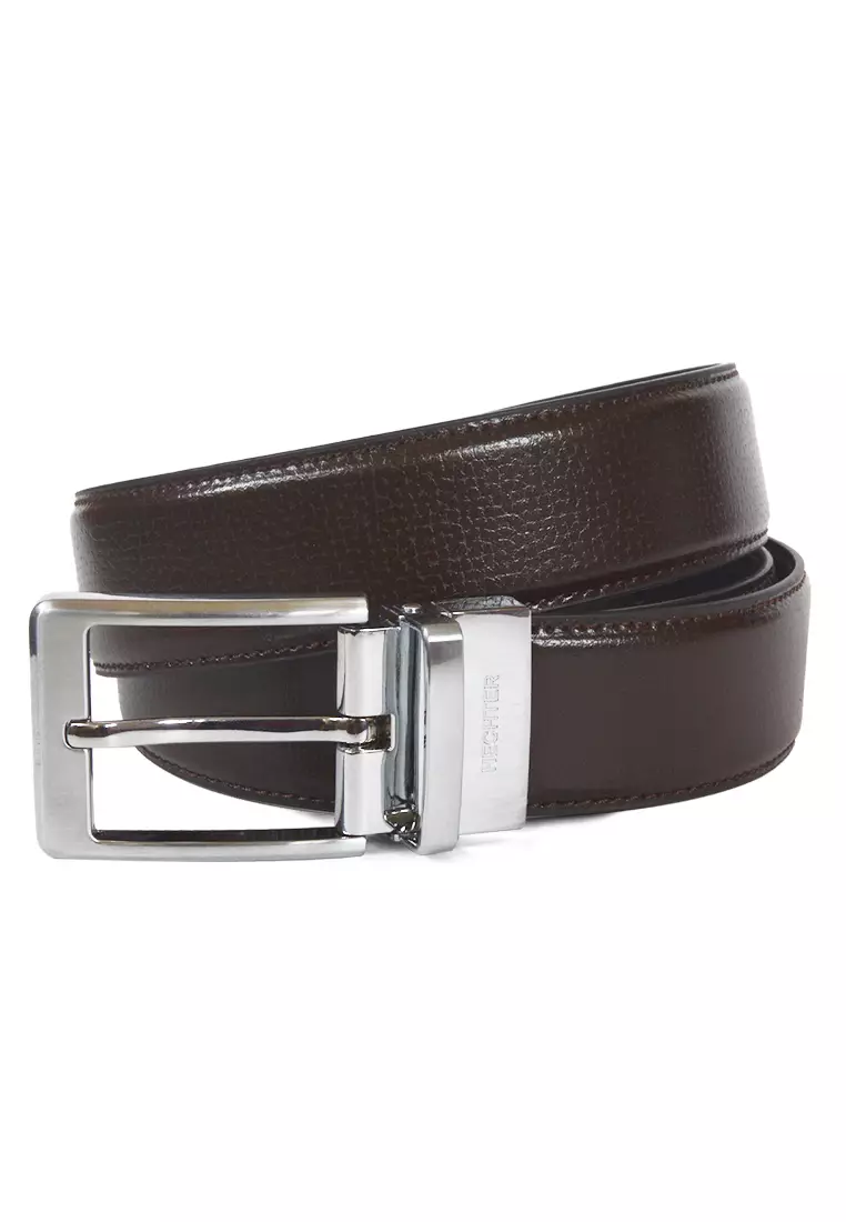 Buy Daniel Hechter Brown Split Leather Reversible Belt Rotated Buckle ...