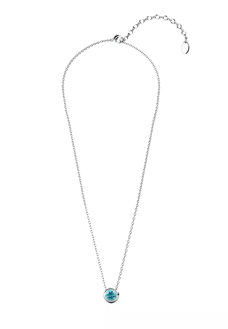 Birth Stone Moon Pendant March - Kalung Crystal Swarovski by Her Jewellery