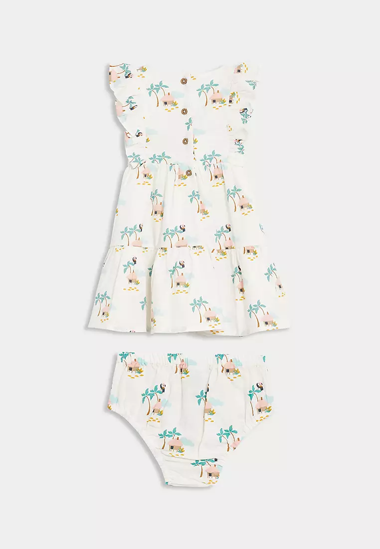 2pc Pure Cotton Palm Tree Dress Outfit