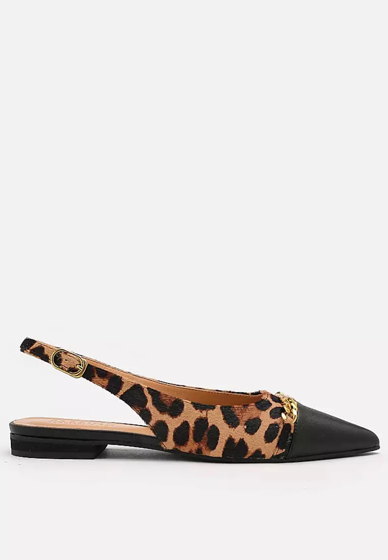 Discount on Pazzion  shoes - SKU: Leopard Fur Pointed Sling Back Flats