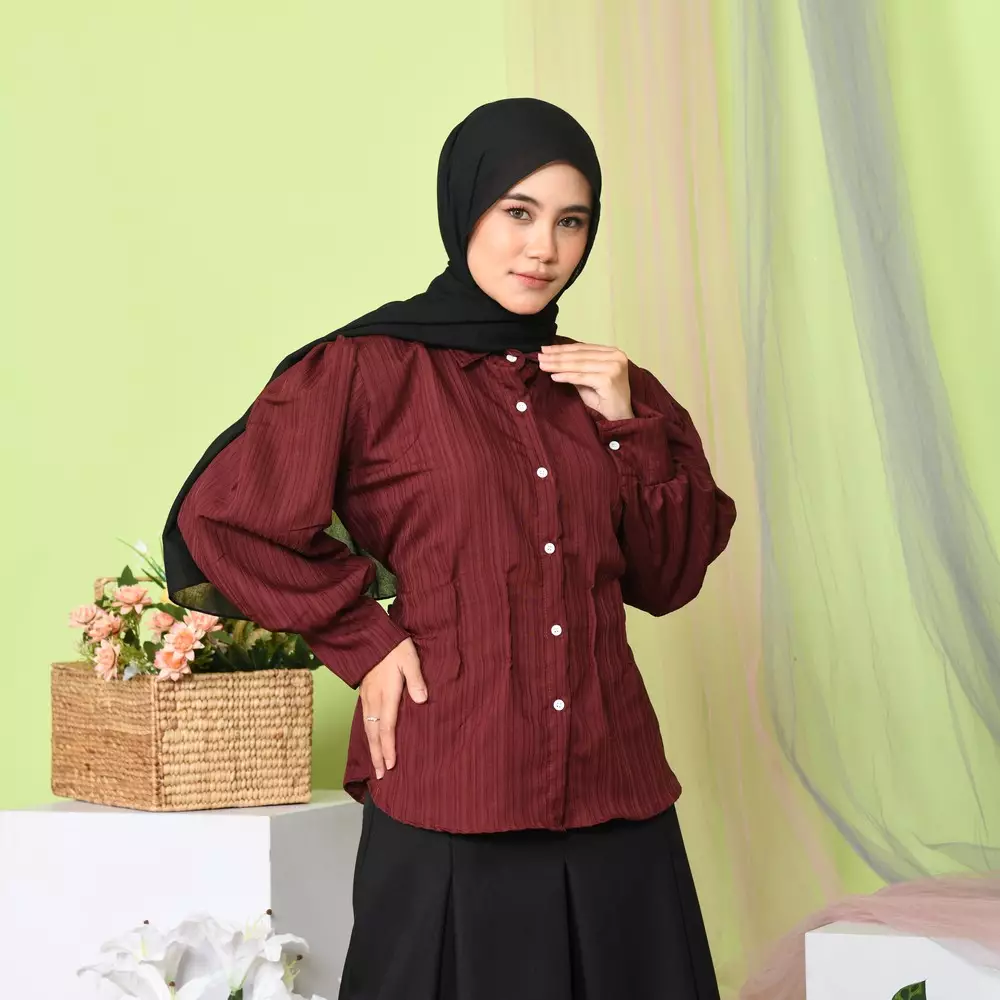 Rifah Lady Blouse - Maroon M19890 R52S4