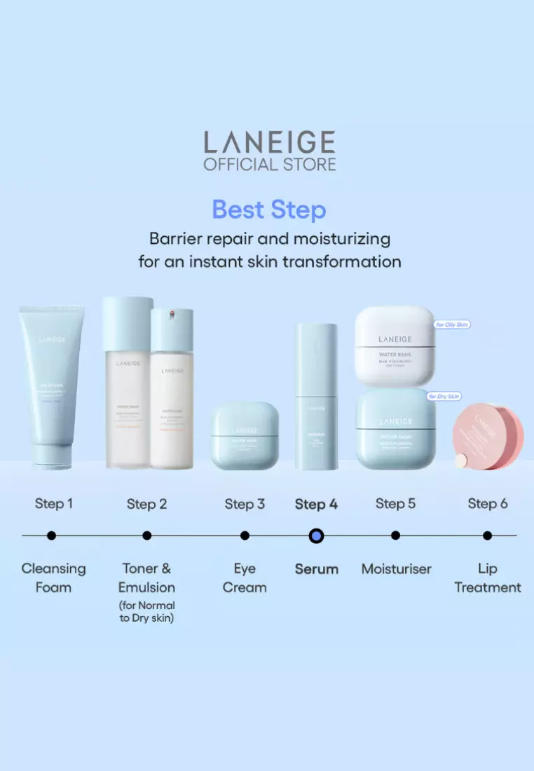 [New Packaging] Laneige Water Bank Blue Hyaluronic Serum 50ml - Intensive Hydrating Serum, Replenishes Moisture in Tired Skin, Repair Damaged Skin Barrier​
