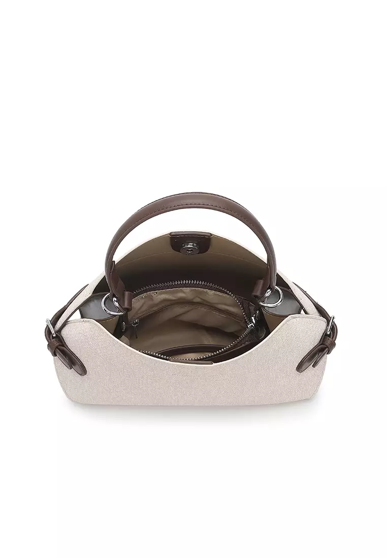 Women's Top Handle Bag / Sling Bag / Crossbody Bag / Shoulder Bag (手拿袋 / 斜孭袋 / 單肩包) - 米黃色 / 棕色