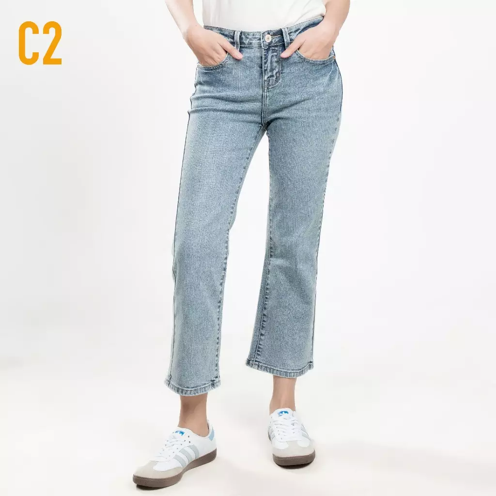 C2 Tessla Light Blue Mini Flare Jeans Wanita