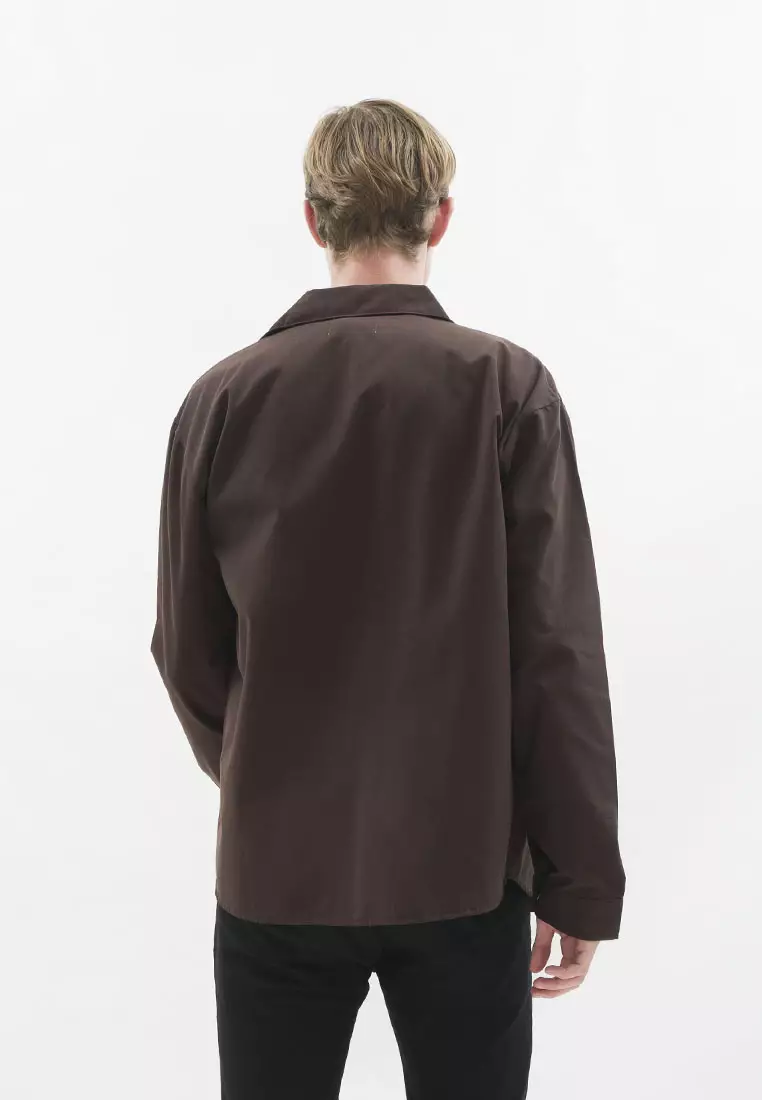 Jaket parka outer jaket pria semi parka warna coklat