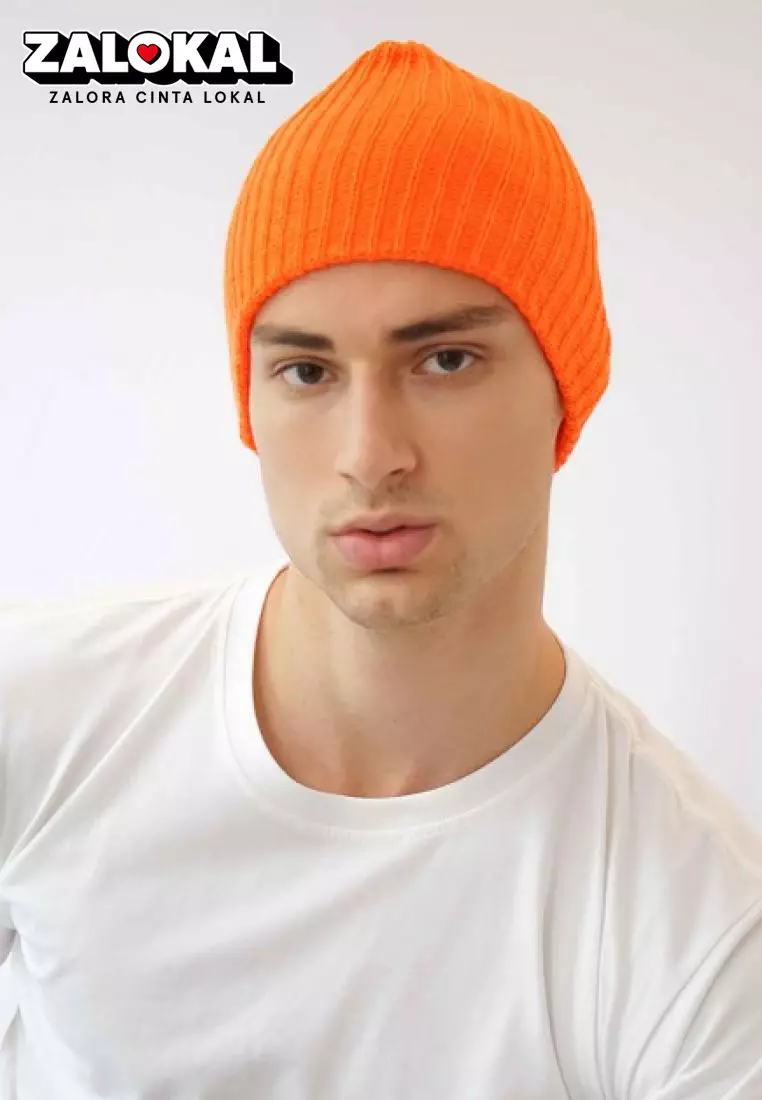 Houseofcuff Topi Kupluk Rajut Beanie Hat Polos Topi Gunung Oranye