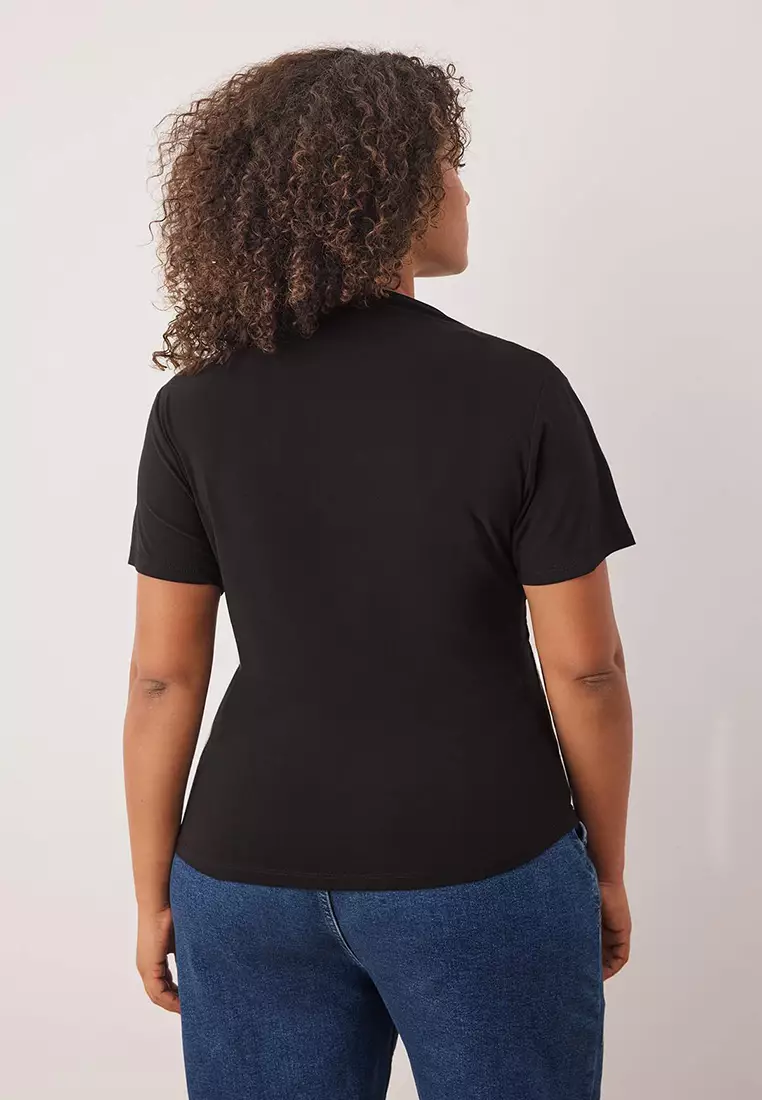 Black Sandy Knitted Plus Size Blouse