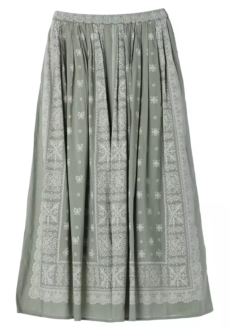 Craft Standard Boutique - Michio Pattern Maxi Skirt Light Green