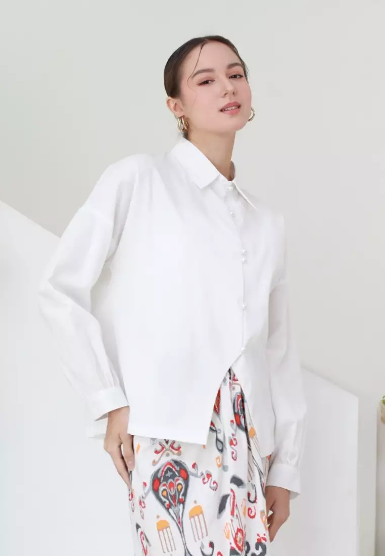 Nayara Atasan Wanita Premium Sadana Polos Putih