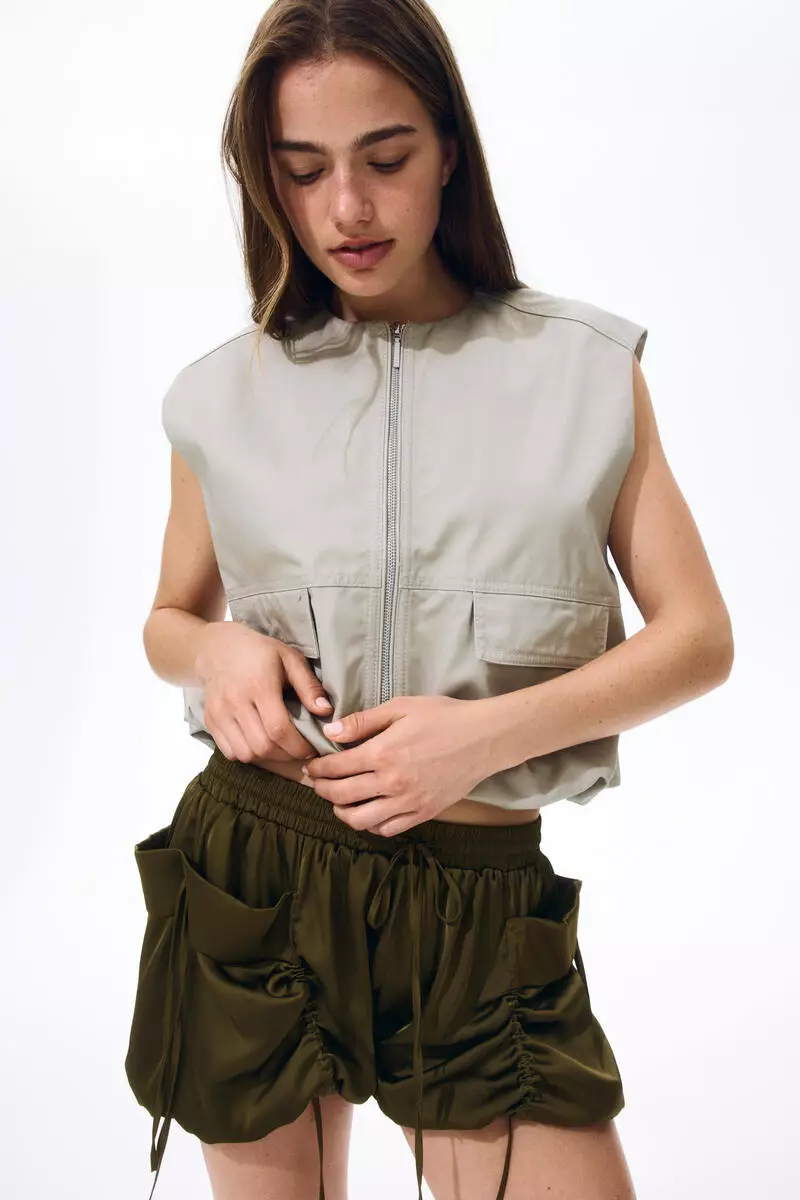 Satin cargo shorts