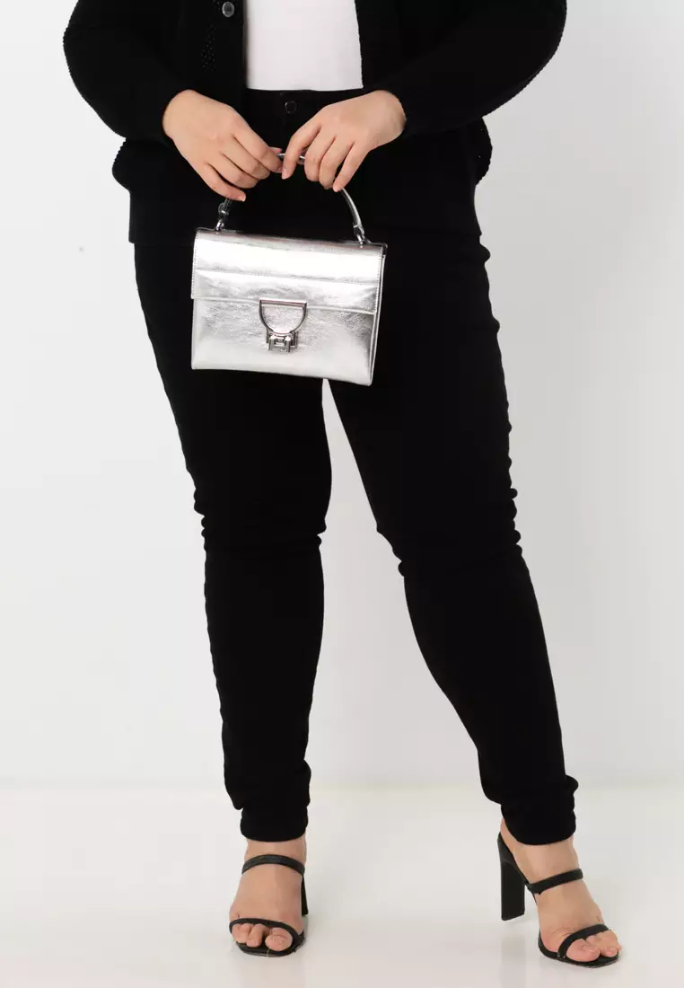 Arlettis Smooth Metallic Top-Handle Bag