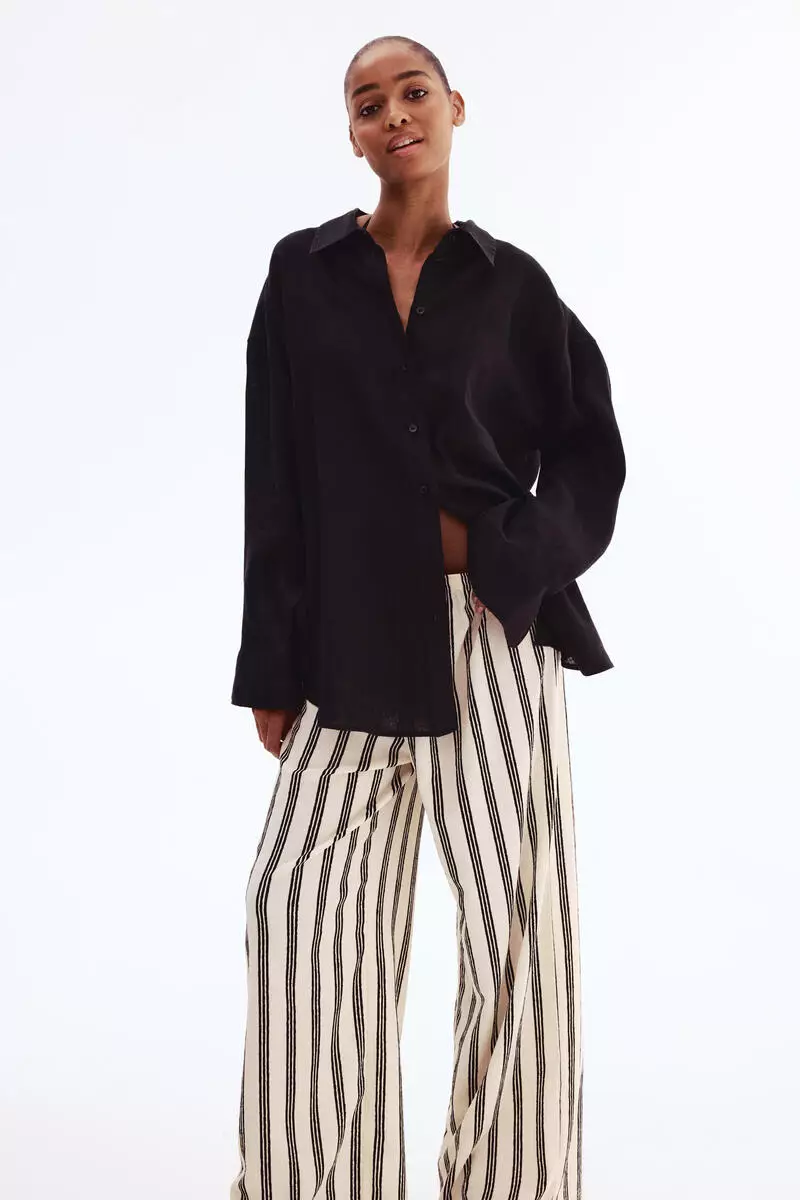 Textured jersey trousers