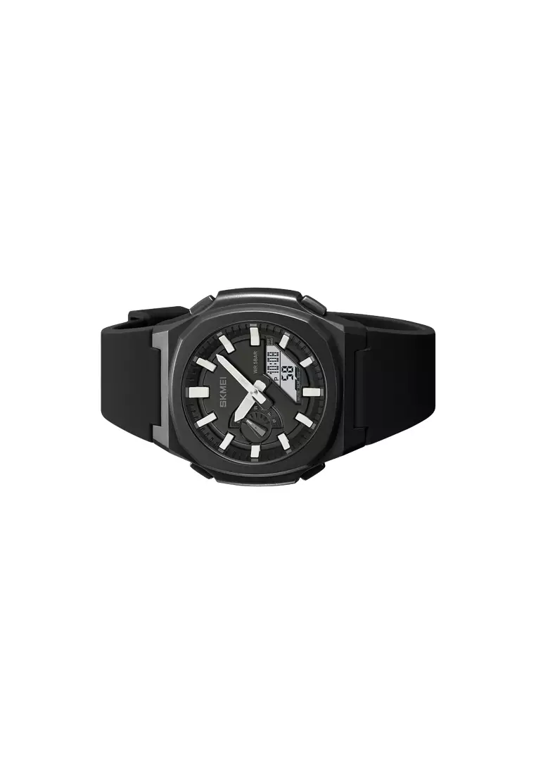 Jam Tangan Digital Analog Pria Black White ORIGINAL