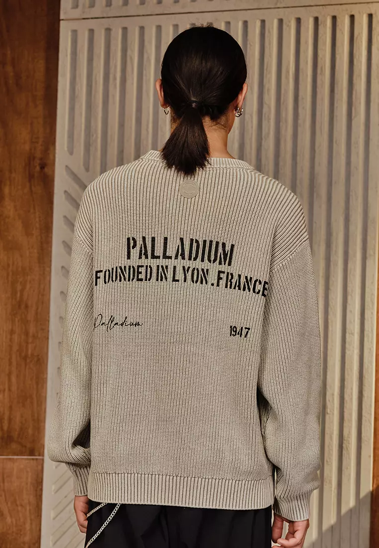 男裝 PALLADIUM LOGO 寬鬆落肩全棉針織毛衣