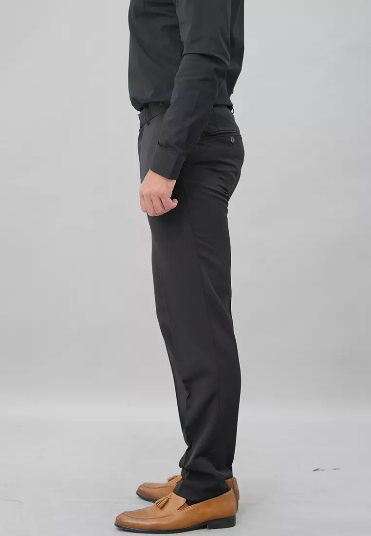 Johnwin - Celana Formal Pria Warna Hitam Polyester F.1010.010.110.C