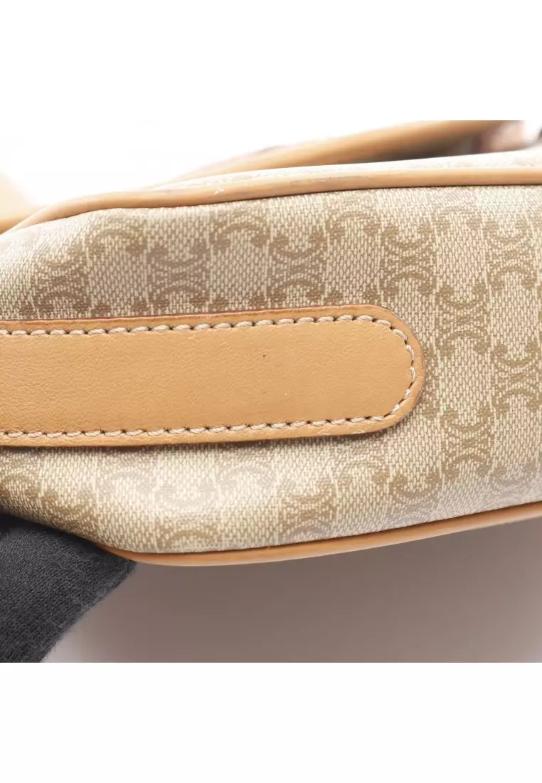 Pre-Loved Celine Macadam Shoulder bag PVC leather beige light brown