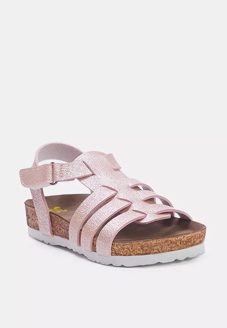 Pink Shiny Strappy Sandal Takss25Sd00012