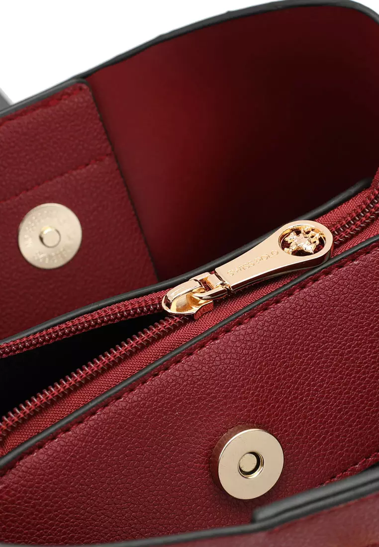 Women's 2-In-1 Top Handle Bag & RFID Zipper Purse - Maroon