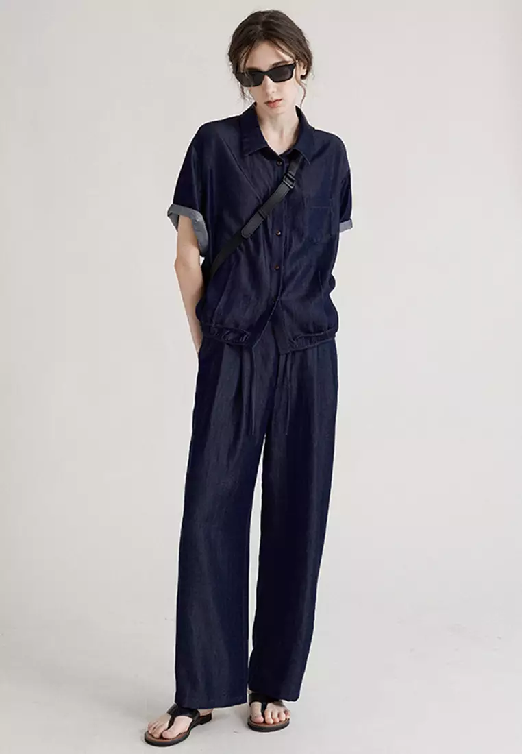 Retro denim loose pants CA24092310BK1