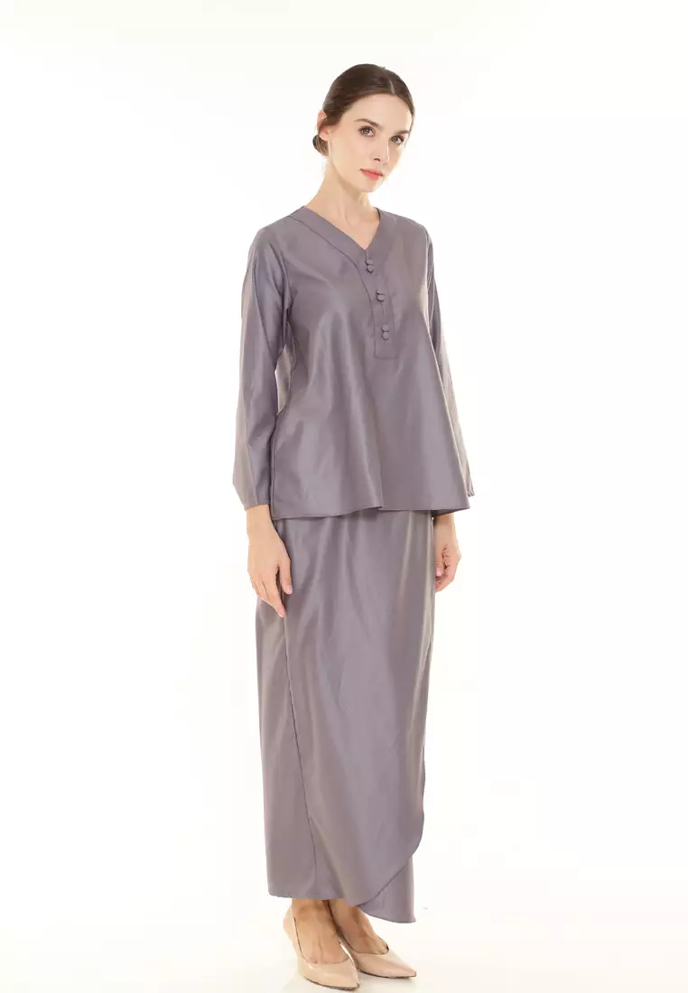 Kiera Kurung Kedah Modern in Grey