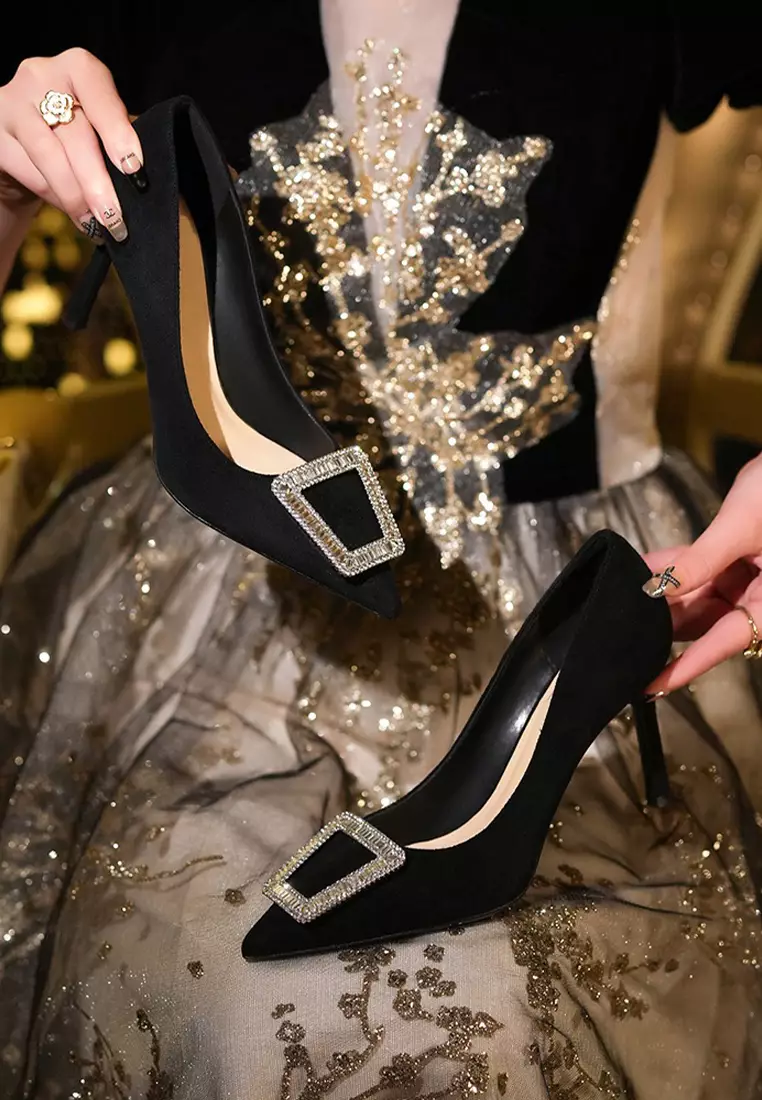 6CM 水鑽方扣絨面婚宴高跟鞋 PX708-77