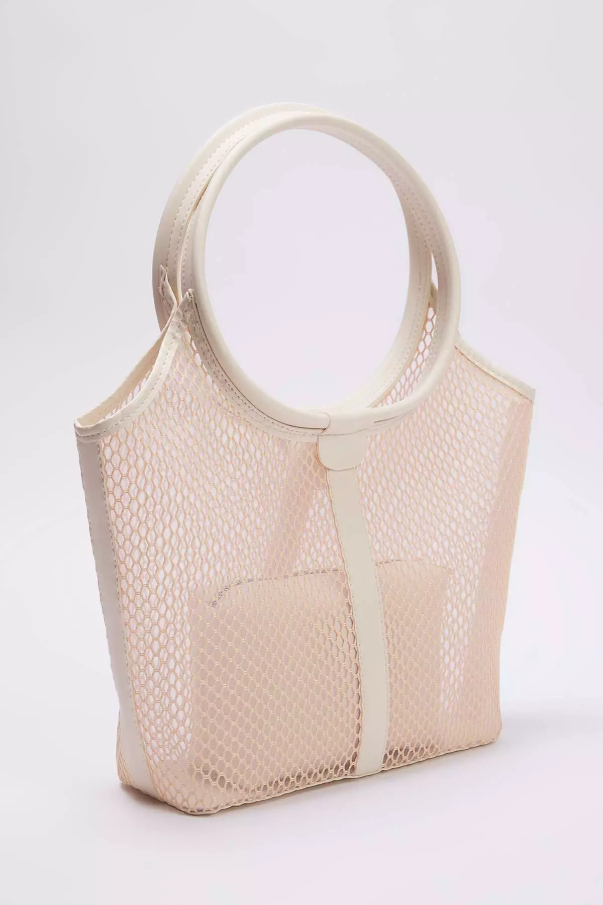 Nude Mesh Detailed Puppy Women's Maxi Tote Shoulder Bag Takss25Oc00075