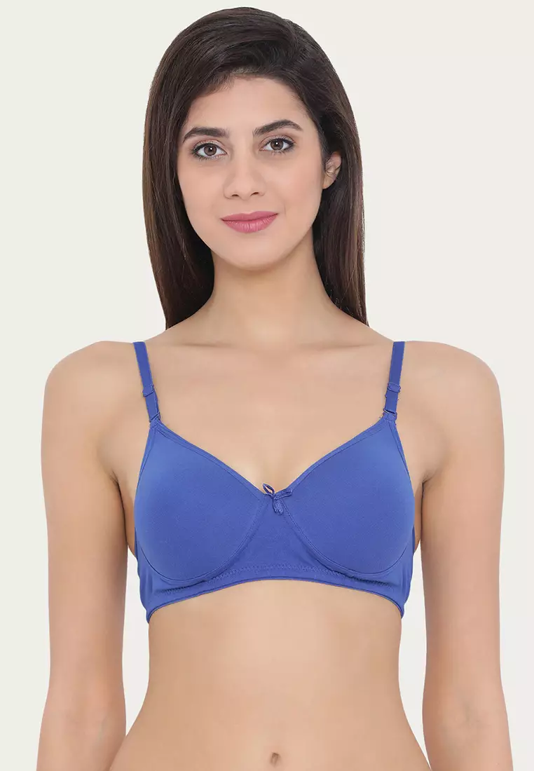Buy Clovia Clovia Level 1 Push-Up Non-Wired Demi Cup Multiway Bra in Royal  Blue- Cotton Rich Online