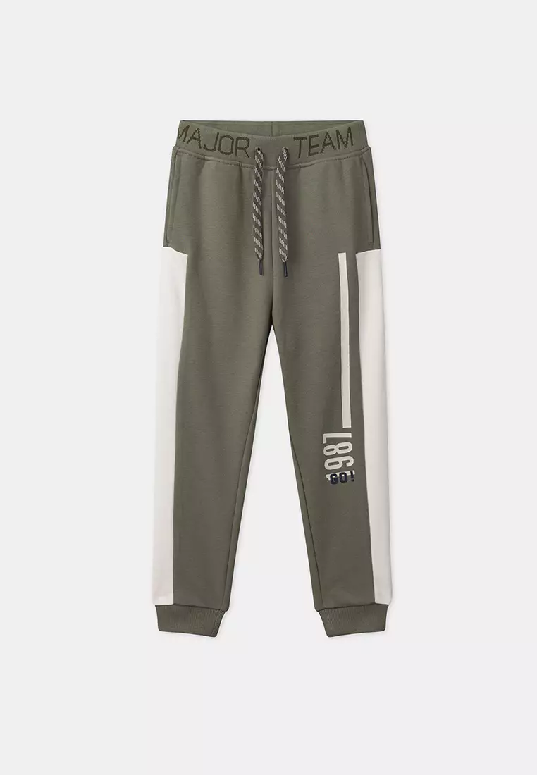 Light green JOGGING PANTS / Khaki and White Jogging