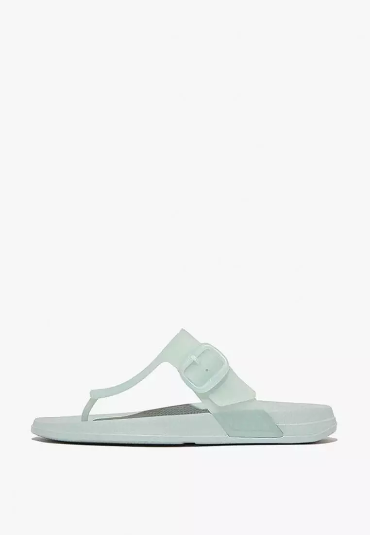 Discount on Fitflop  shoes - SKU: Fitflop Iqushion Translucent Adjustable Buckle Flip-Flops - Mint Blue