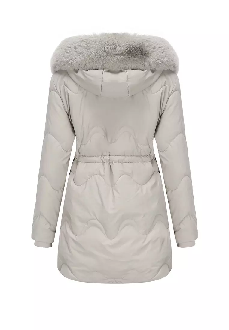 Detachable Faux Fur Collar Hooded Coat AD82303
