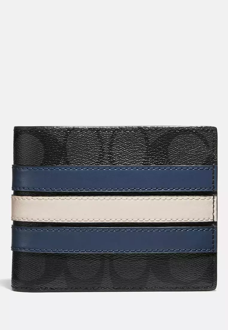 Coach mens wallet blue stripe clearance