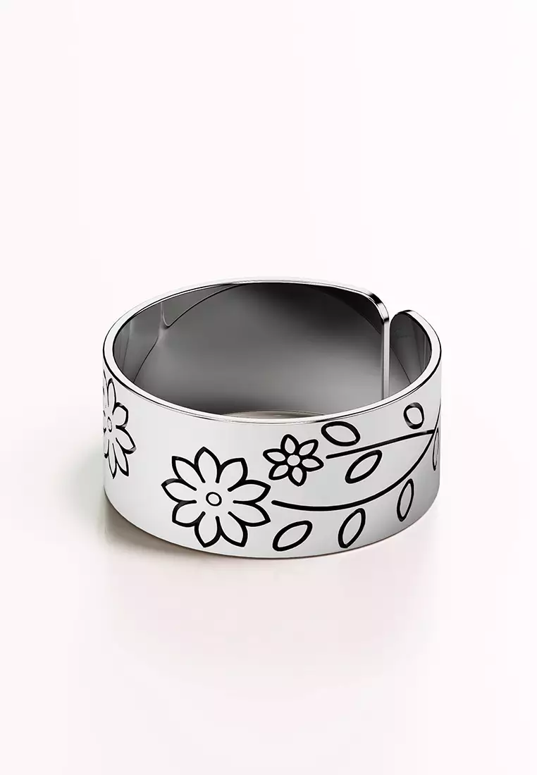 Solid 925 Sterling Silver Antique Floral Engrave Ring