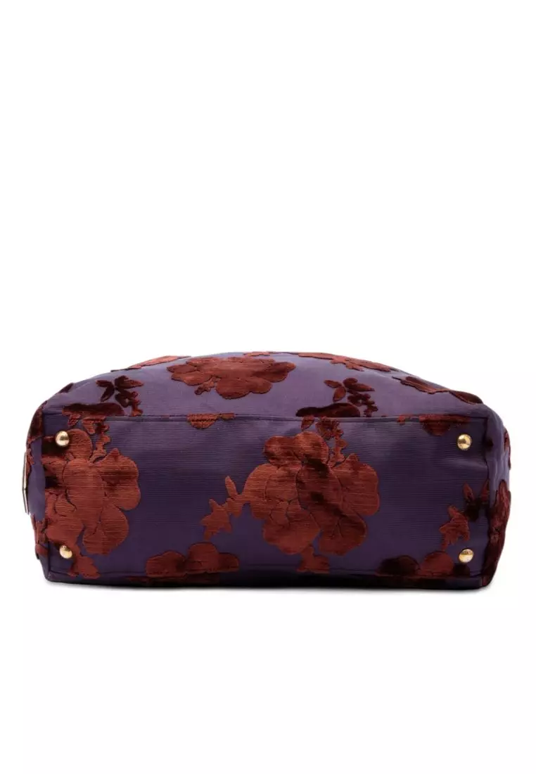 Pre-Loved Prada Floral Velluto Jacquard Convertible Tote