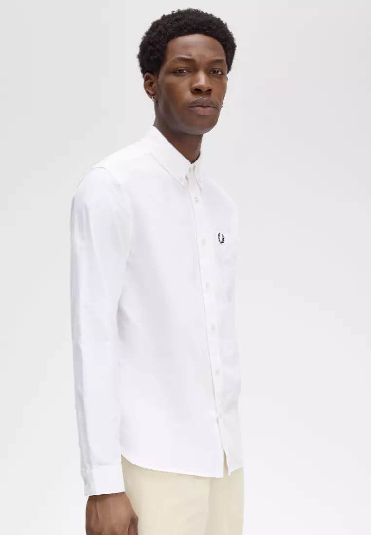 Fred Perry M5516 Oxford Long Sleeve Shirt (White)