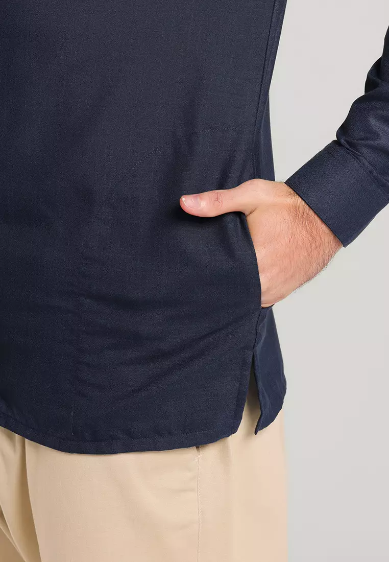 MOC Kemeja Koko Lengan Panjang Pria BAHRI-NAVY