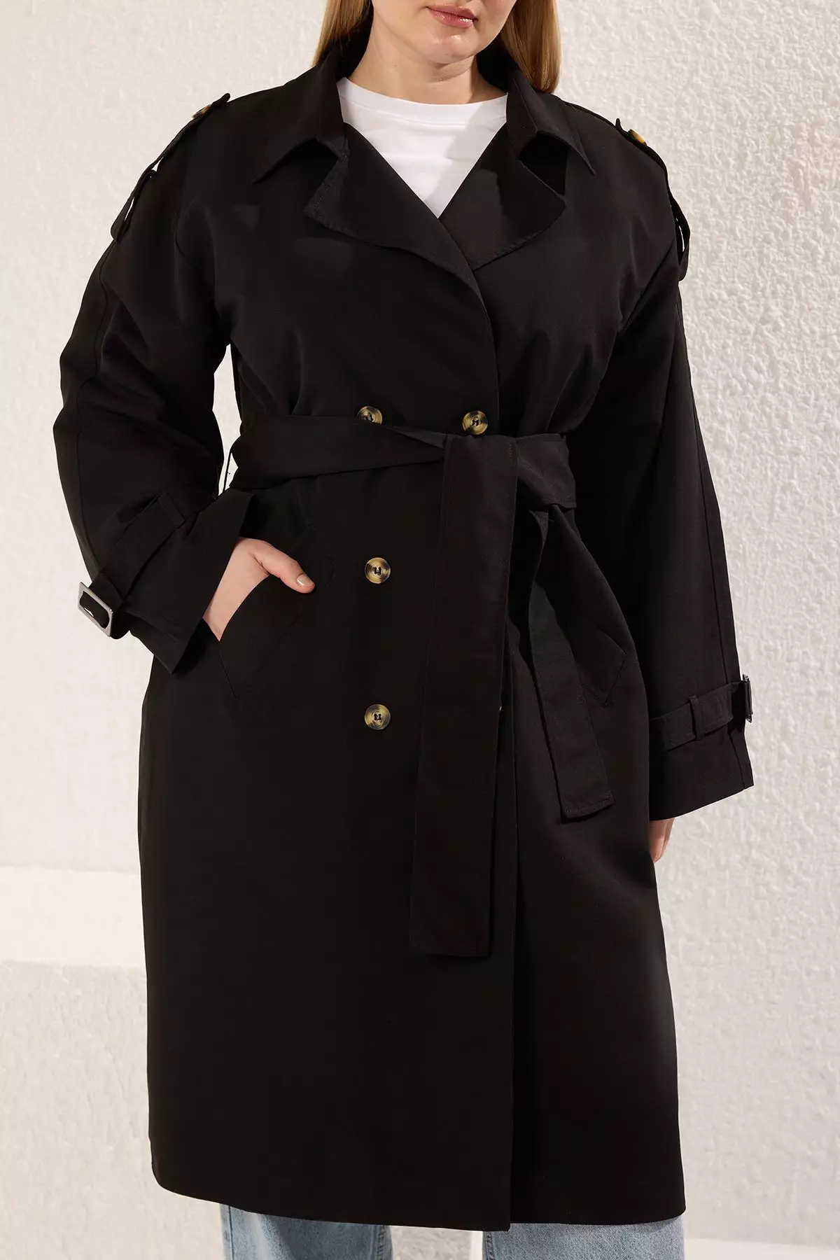 TRENDYOL Damen Trenchcoat – Langer Mantel, Wasserabweisend, 110 Cm Länge, 100% Polyester