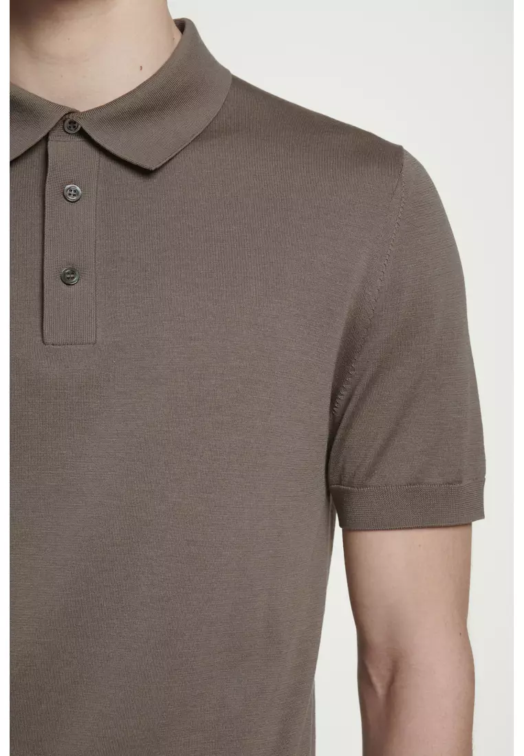 SLIM KNITTED SILK POLO SHIRT