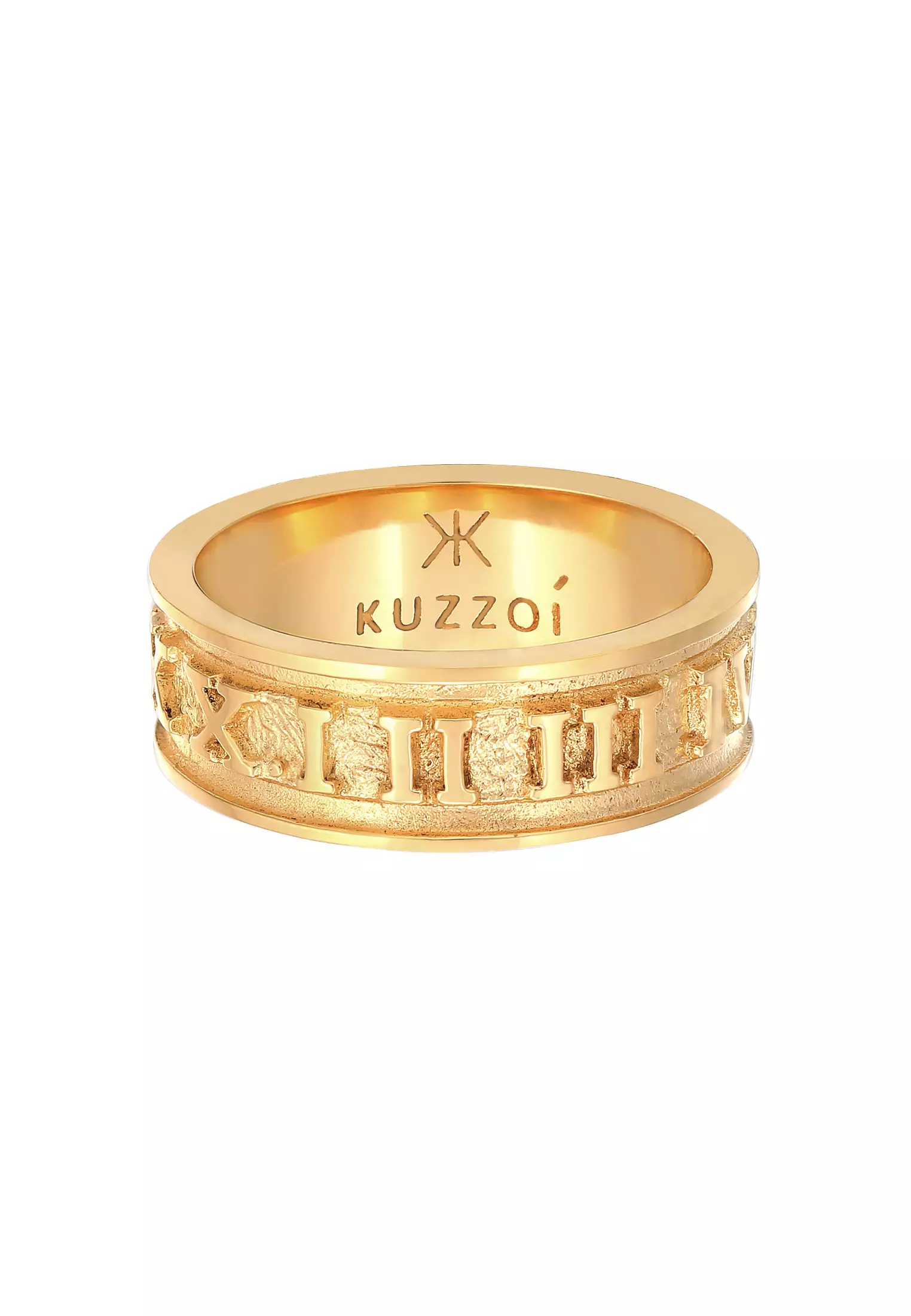 Ring Men Band Roman Numerals Gold Plated