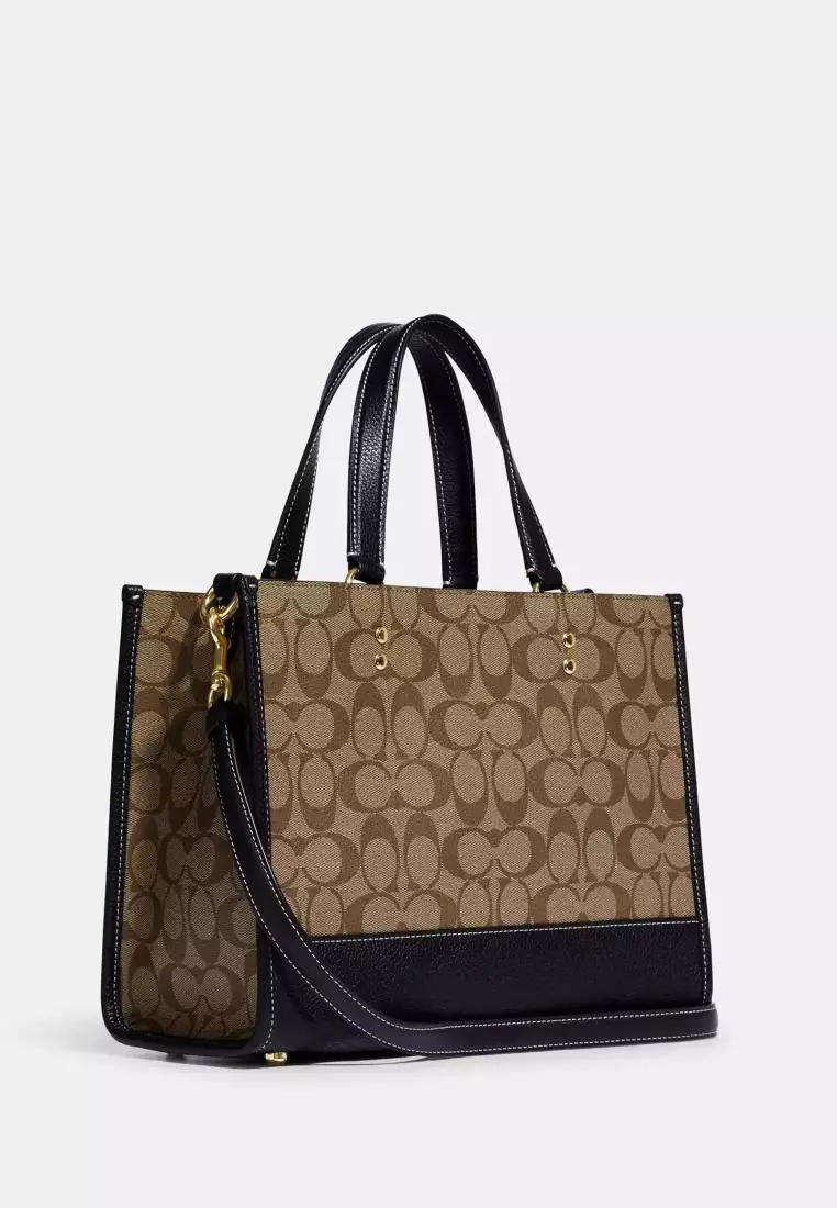 Disney X Coach Dempsey Carryall Bag In Signature Canvas With Patches Khaki Multi