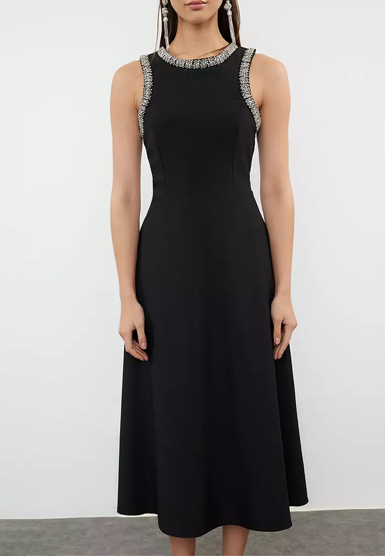 A-Line Evening Dress With Stone Accessories