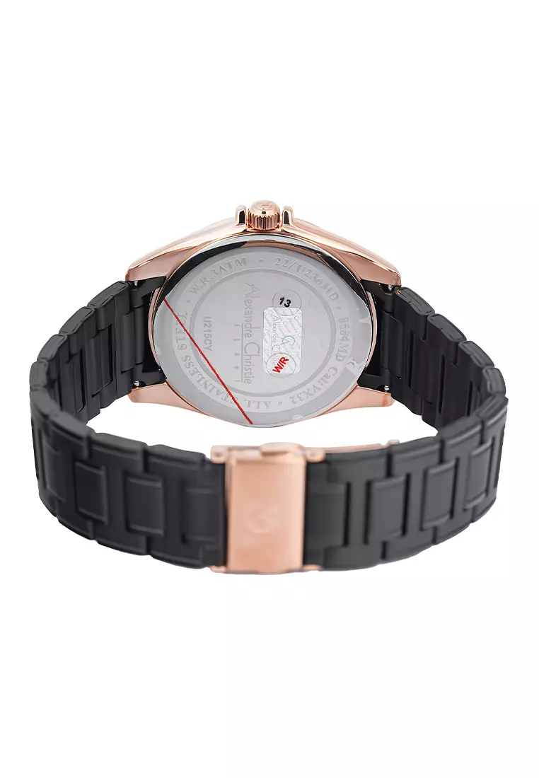 Alexandre Christie 8684 MDBBRBA - Jam Tangan Analog Pria - Rosegold Black - Stainless Steel