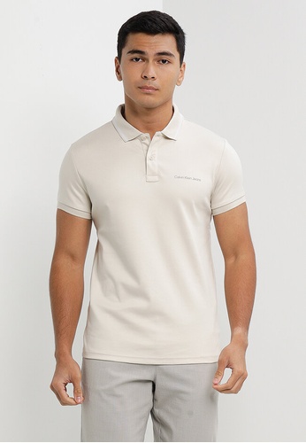 CALVIN KLEIN beige Slim Polo Shirts - Calvin Klein Jeans 74455AAE274B01GS_1