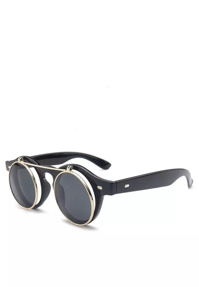 Mackenzie Kacamata Fashion Pria & Wanita Double Frame Steampunk UV Protection Material Alloy ORIGINAL - Black