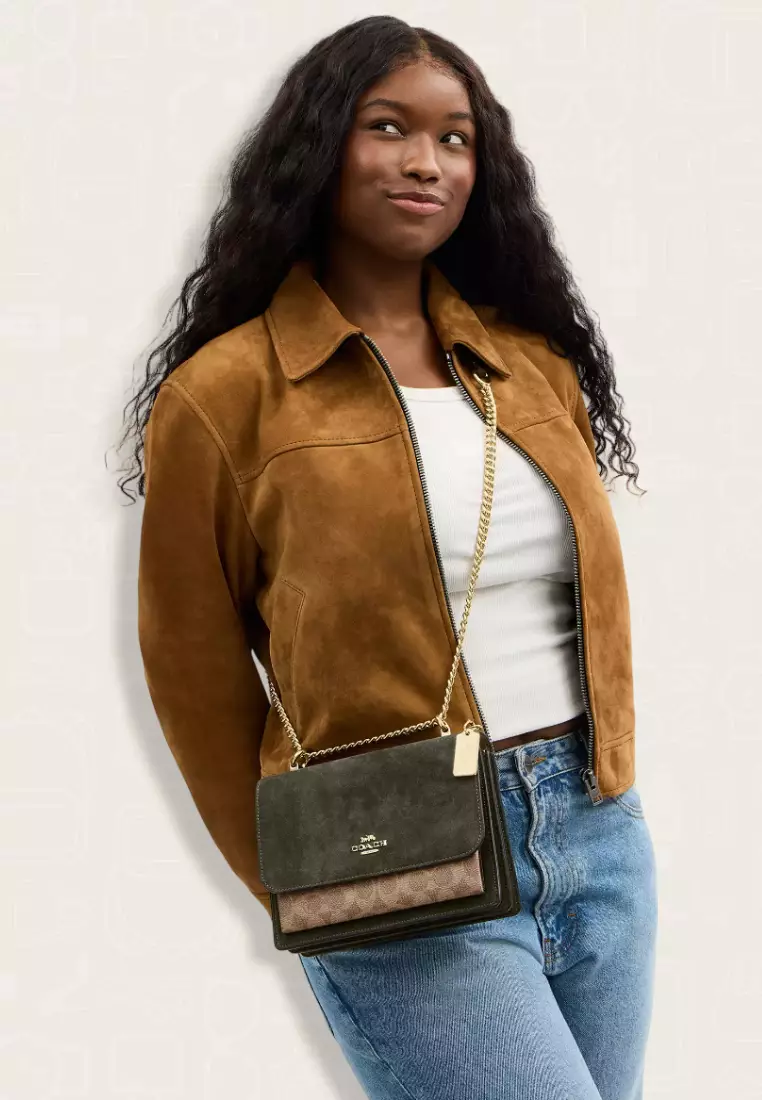 Coach Klare Crossbody Bag In Signature Canvas Army Green Tan