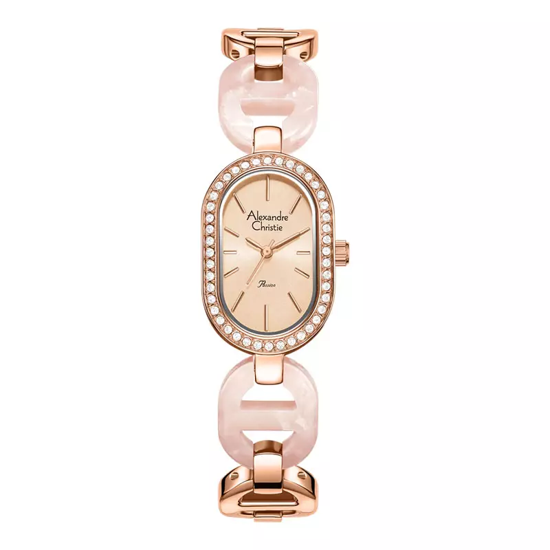 Jam Tangan Wanita Alexandre Christie Passion AC 2C04 LH BRGRGPN Ladies Rose Gold Dial Dual Tone St Steel Plastic Strap