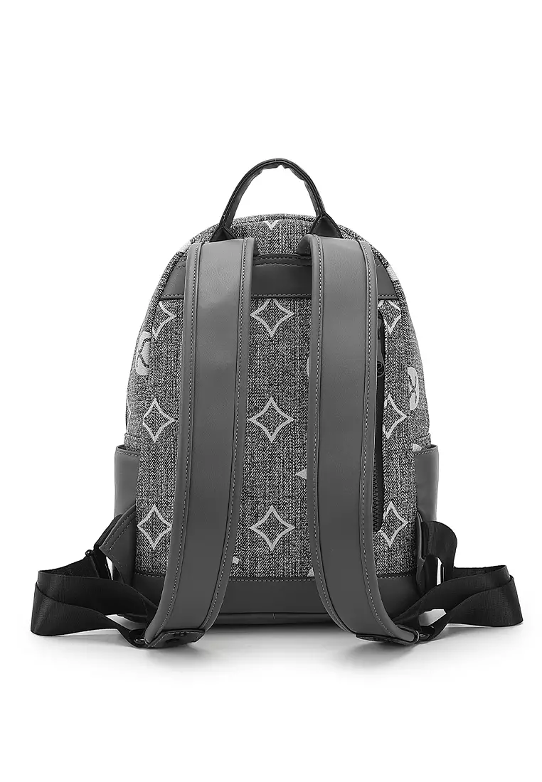 Women's Monogram Backpack (Tas Ransel Wanita / Tas Punggung Wanita) - Abu-Abu