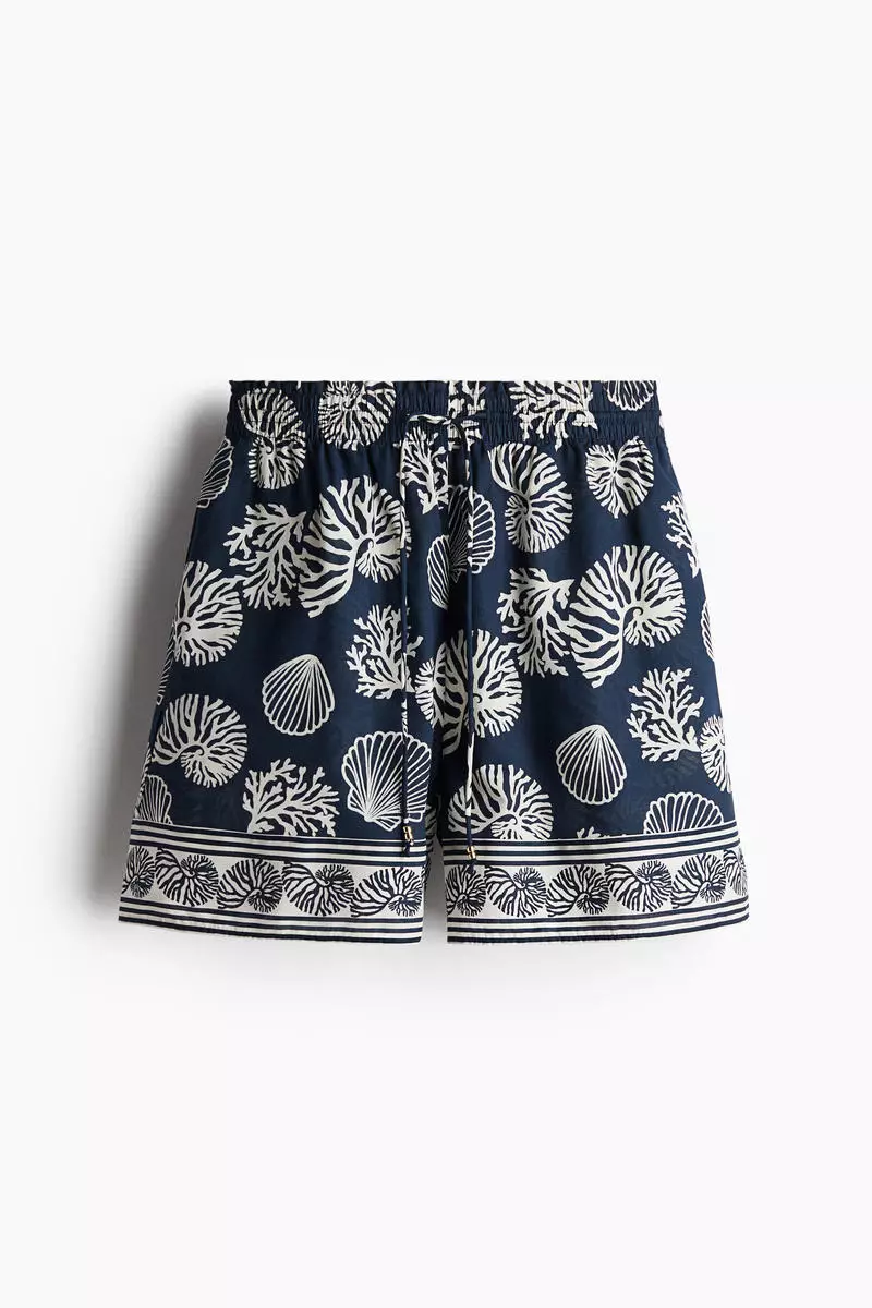 Printed drawstring shorts