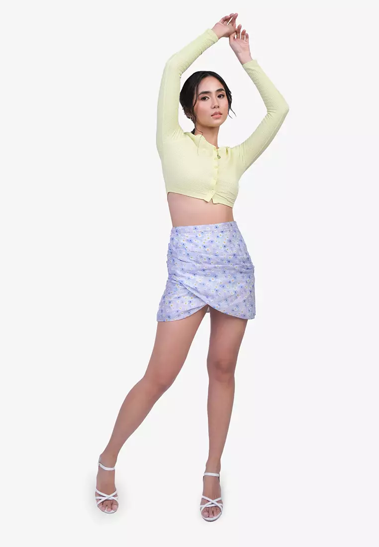 Long Sleeves Button Down Knit Crop Top