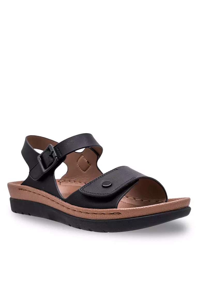 Women Sling Back Faux Leather Strap Casual Sandals - 230471224